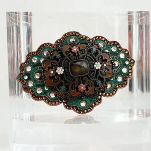 Vintage Green and Brown Decorative Belt Buckle